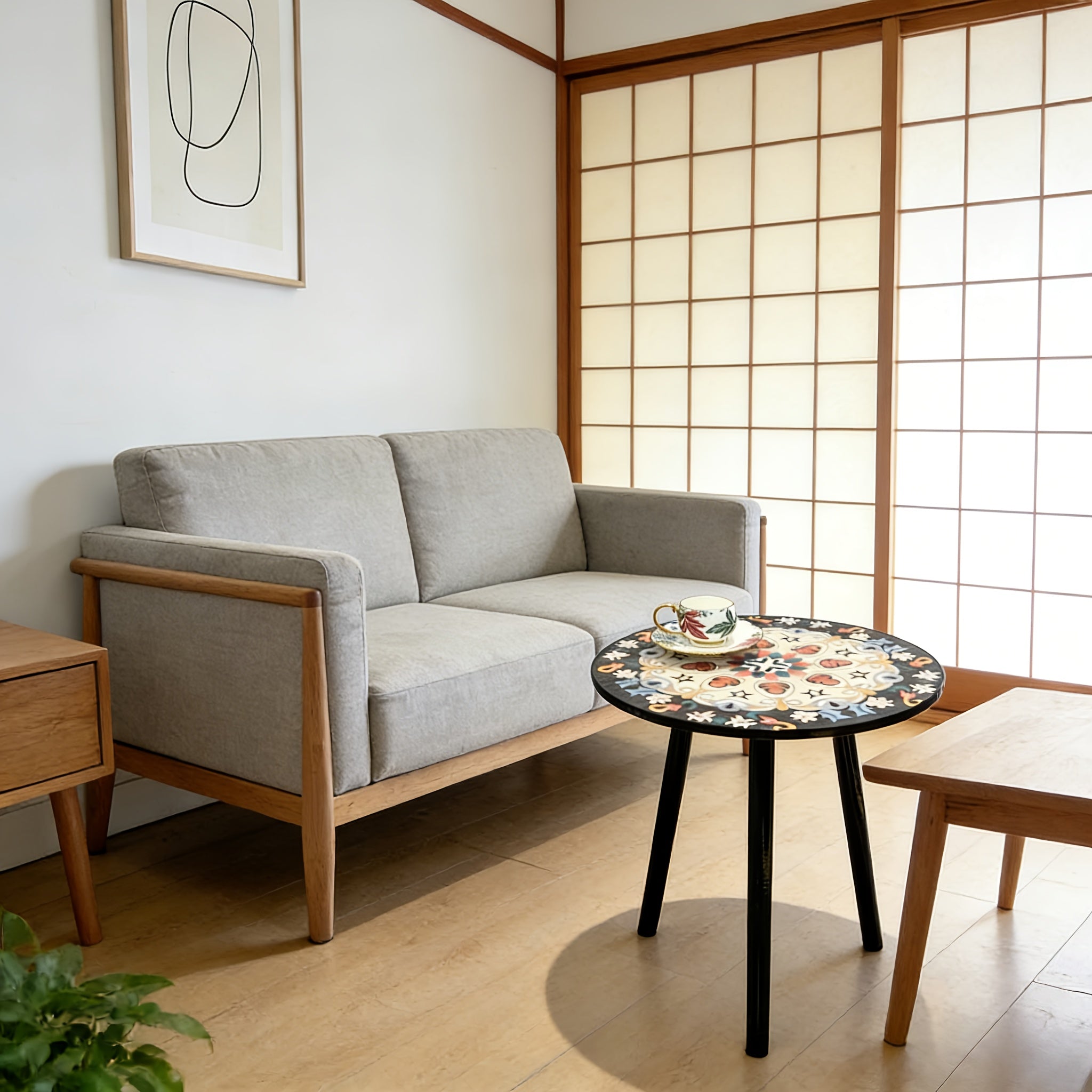 Colorful Floral Mandala Side Table | Sturdy Round Living Room Side Table, Compact Space-Saving Sofa Table, Indoor\u002FOutdoor Decorative Art Coffee Table, Small Console Table, Bedroom Side Table, Essential for Interior Design, Small Space Furniture