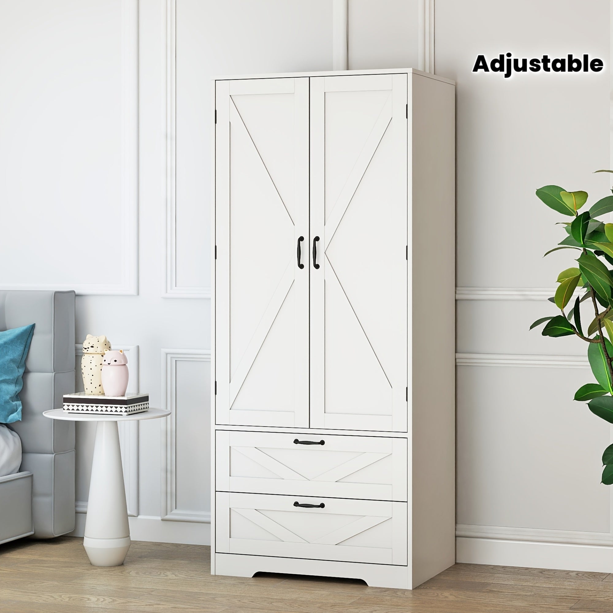 Armoire Wardrobe Closet with Doors, 65.3\