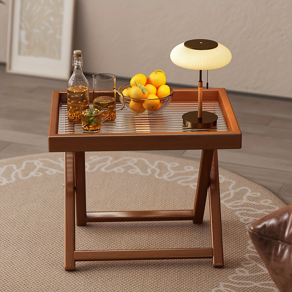 1pc Bamboo Folding Side Table, Durable TV Tray Bedside End Table for Living Room And Bedroom No Food Contact, Best Gift for Christmas