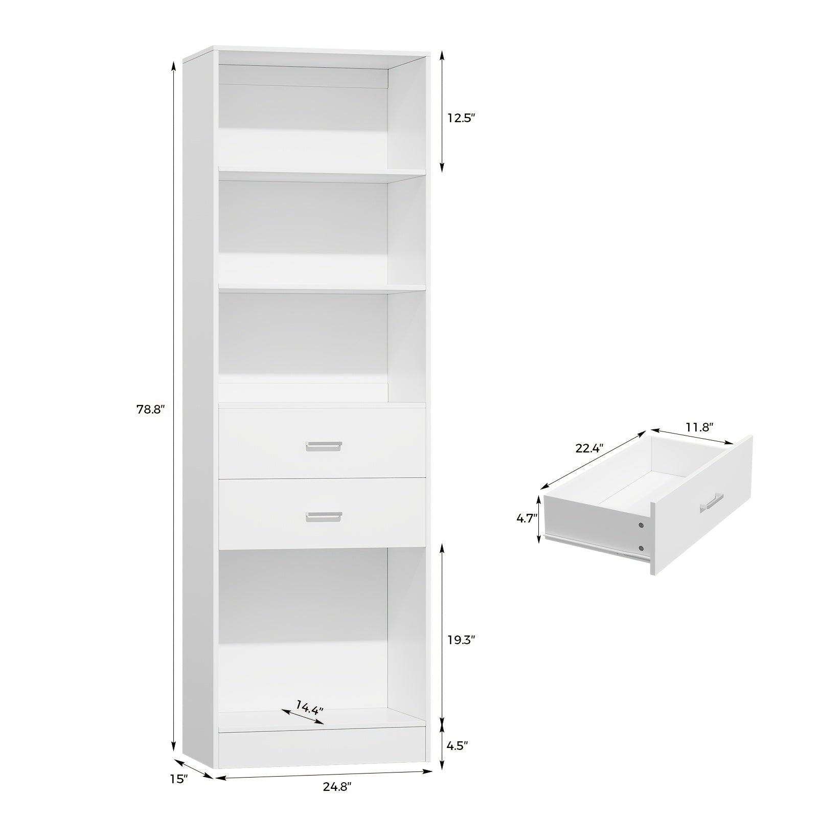 Modern Modular Closet System with Drawers, Hanging Rods & Shelves - MDF\u002FFiberboard Wardrobe Organizer Suitable for Entry, Bedroom, Living Room, Tall Storage Cabinet Unit with Hanging Space, Shelves & -Standing, Assembly