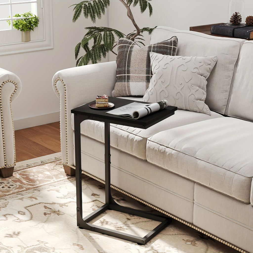 C-Shaped Side Tables, 132LBS Capacity, Rustic C-Shaped End Tables Or Under Sofa Convenience Tables for Living Room, Den, Or Bedside, Living Room Table