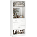Unikito 25-Inch Wardrobe System Featuring Four Drawers, a 2-Foot Wooden Closet Organizer with Storage Shelves And a Mirror Design, a Robust Freestanding Walk-In Closet Tower for The Bedroom, Measuring 25\