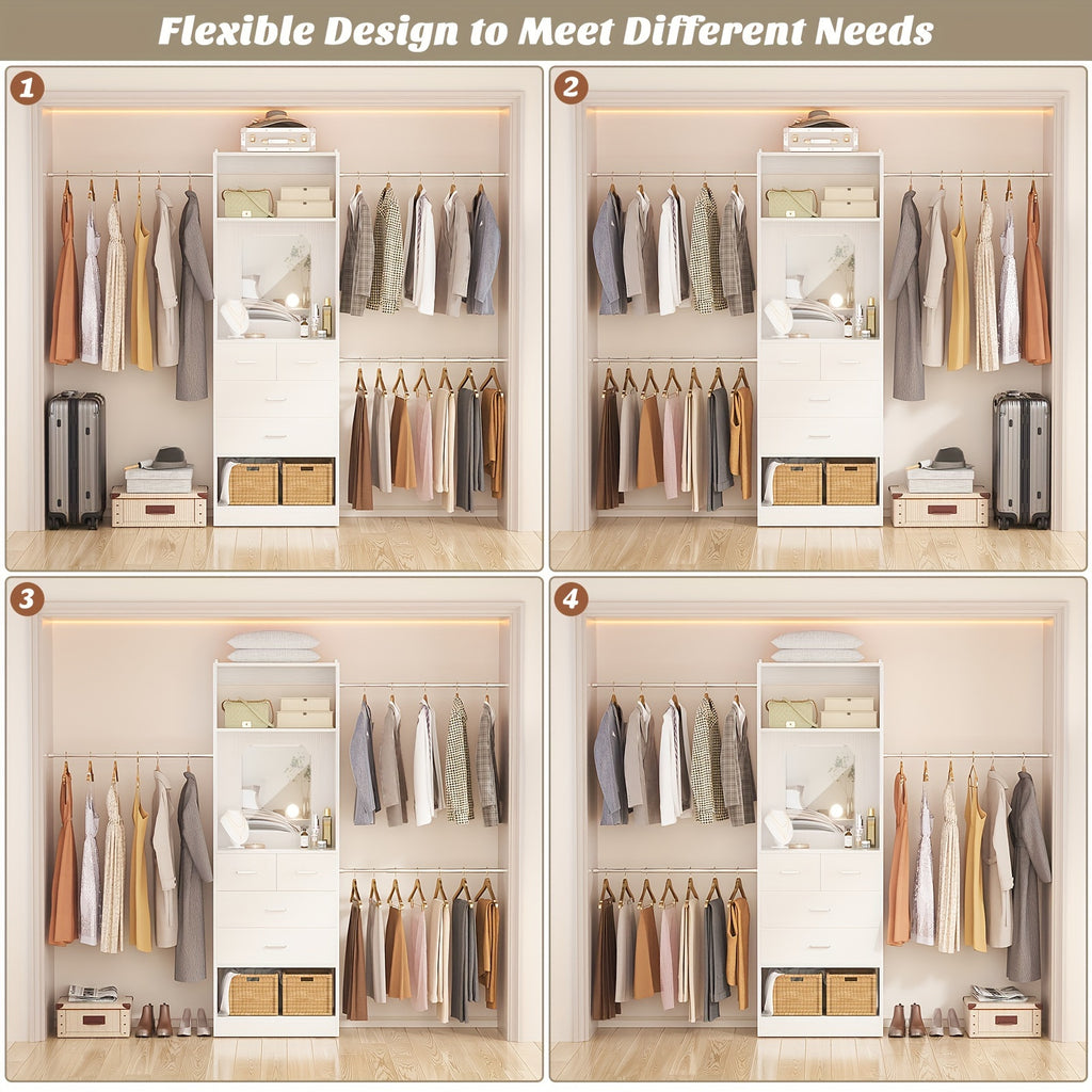 Unikito Closet Organizer, Sturdy Wood Walk In Closet System Starter Kit With 25\