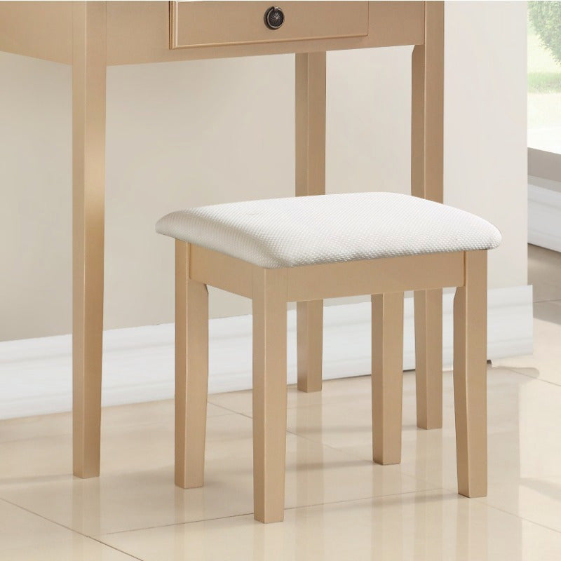 Glamorous Makeup Vanity Table and Stool Set in Golden Finish, Ideal for Bedroom, Dressing Room, Vanity Area, Elegant and Stylish, Perfect for Personal Grooming, Compact Design