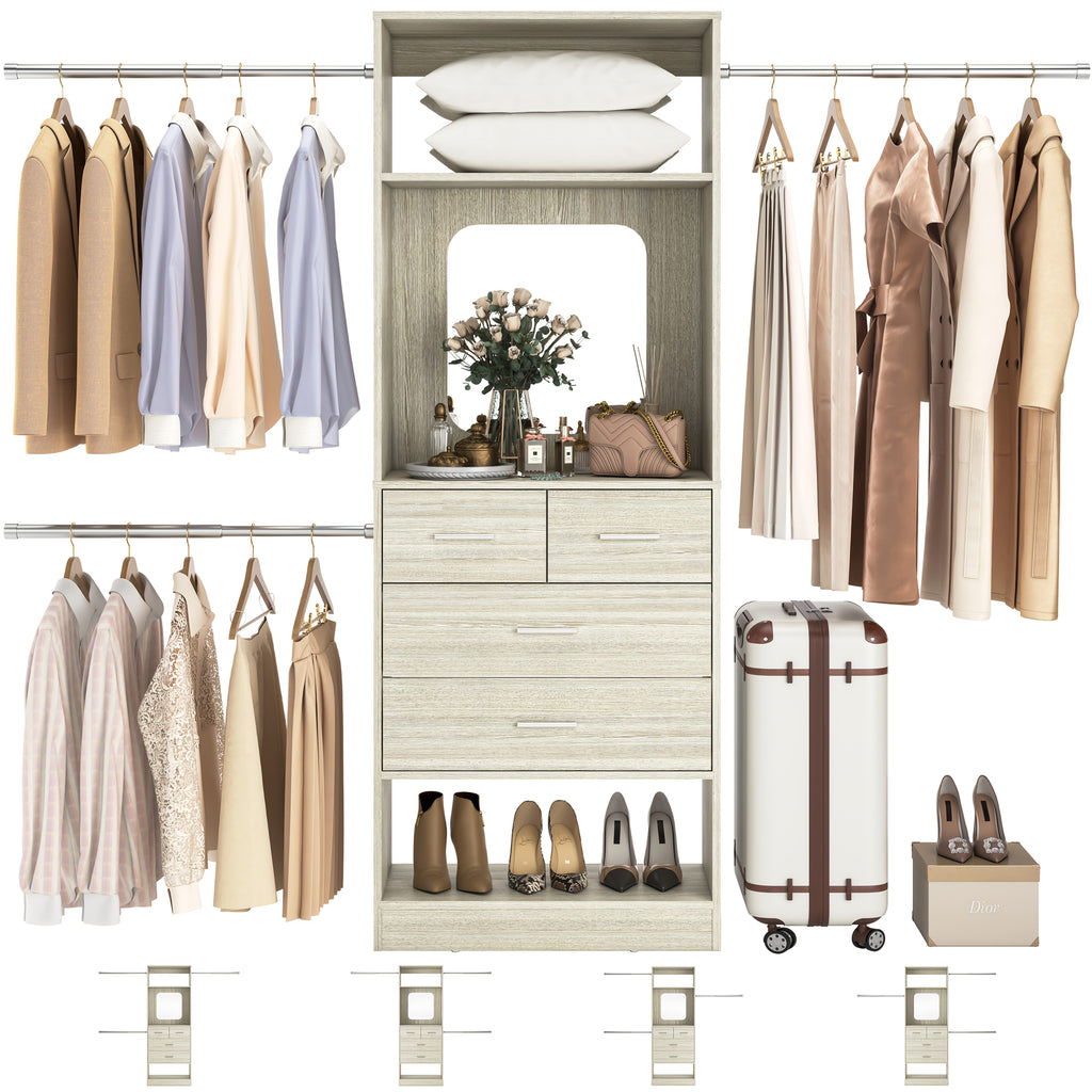 Unikito Closet Organizer, Sturdy Wood Walk In Closet System Starter Kit With 25\