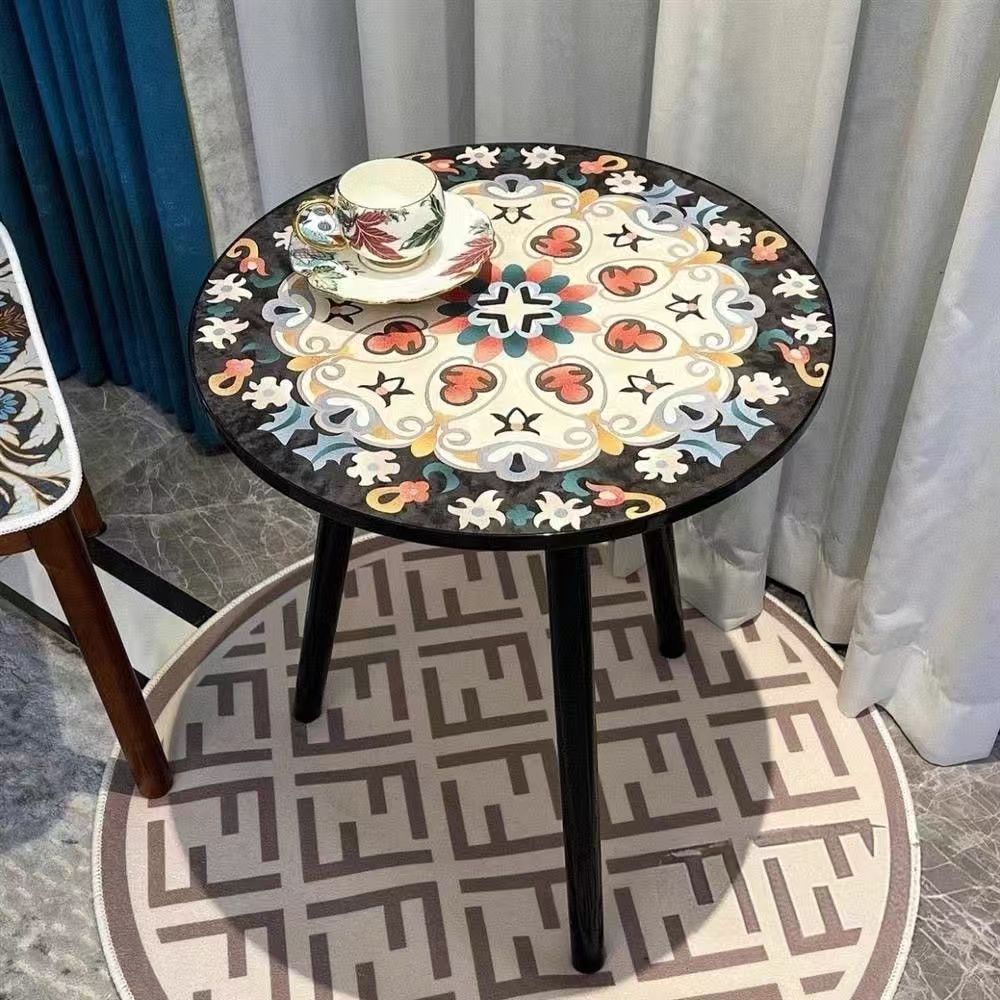 Colorful Floral Mandala Side Table | Sturdy Round Living Room Side Table, Compact Space-Saving Sofa Table, Indoor\u002FOutdoor Decorative Art Coffee Table, Small Console Table, Bedroom Side Table, Essential for Interior Design, Small Space Furniture