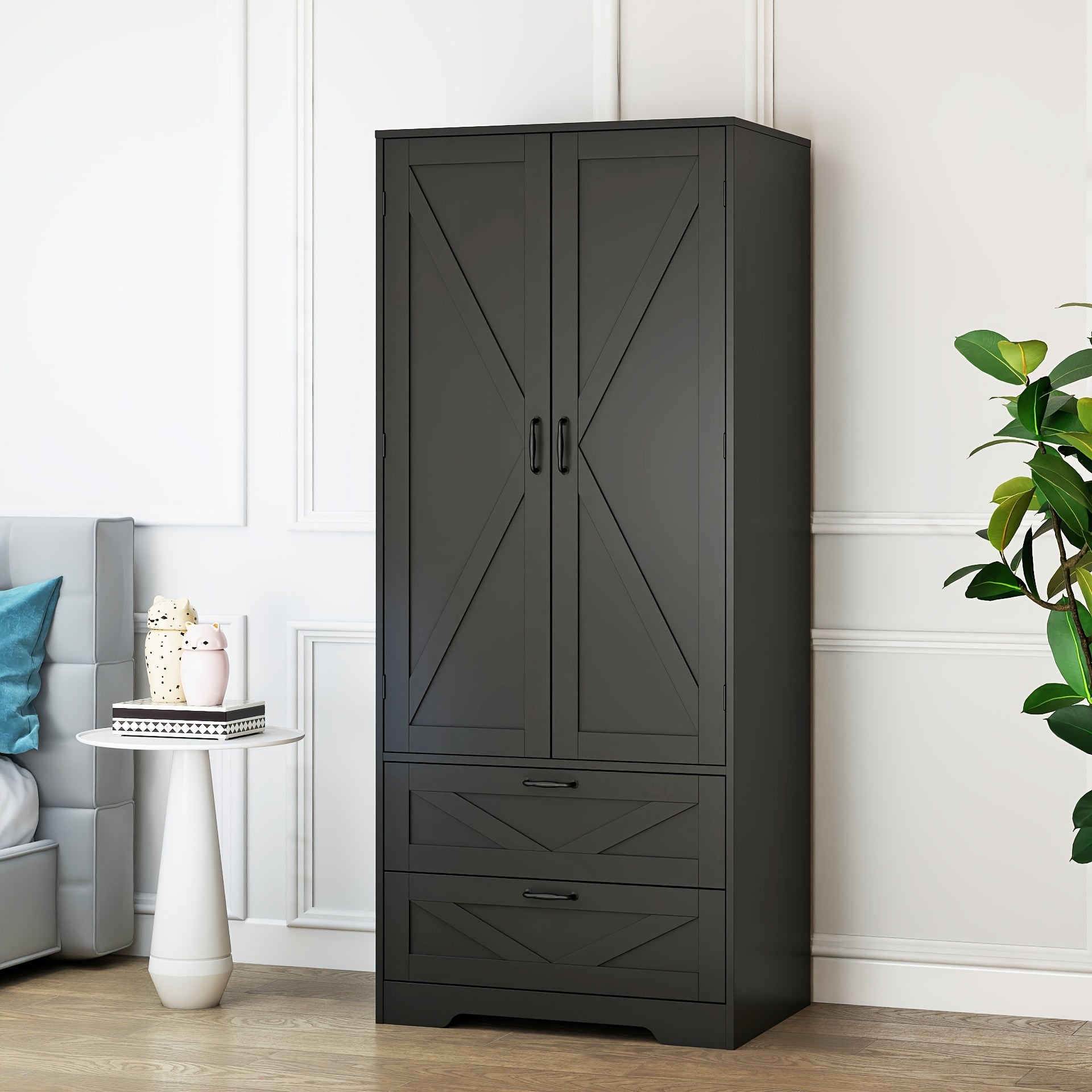 Armoire Wardrobe Closet with Doors, 65.3\