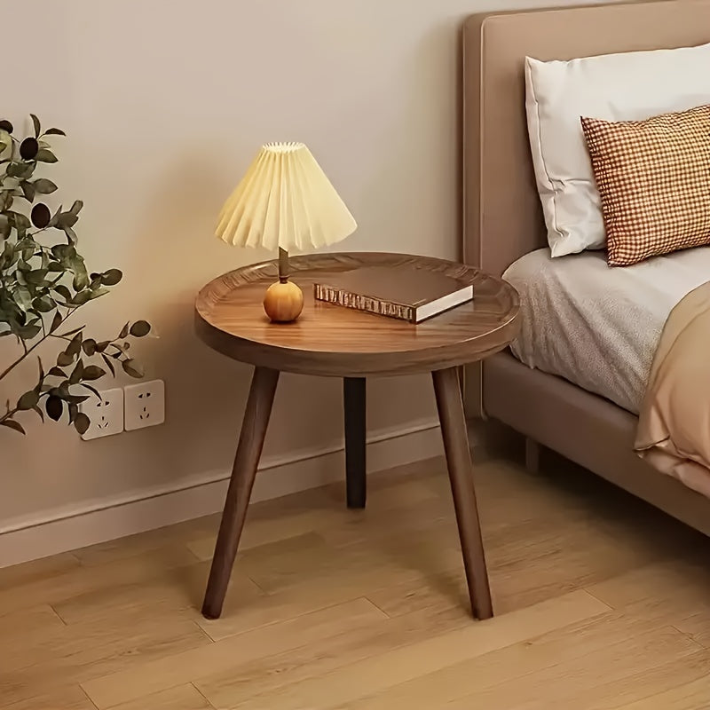 1pc a Vintage Circular Wooden Side Table - Featuring Robust Legs, Ideal for Living Rooms, Bedrooms, Compact Areas, Home Decor, And Easy Assembly