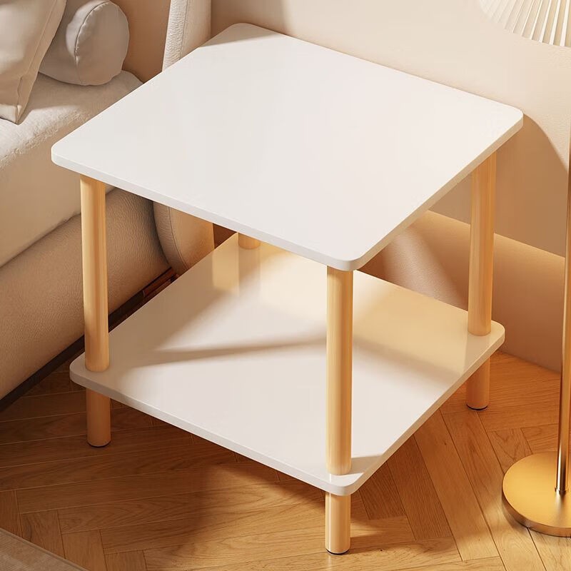 BONNLO Modern Nightstand | Easy 2-Tier Design with Solid Wood Legs, Small Storage Cabinet for Bedroom and Living Room, White End