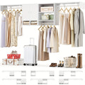 Unikito Wood Closet System with 3 Hanging Rods, 5-10ft Closet Organizer System with Wooden Cabinet & Cube Storage Organizer, Up to 118\
