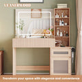 Makeup Vanity Desk with Mirror & LED Lights | USB Charging Station, 2 Drawers & Storage Shelves