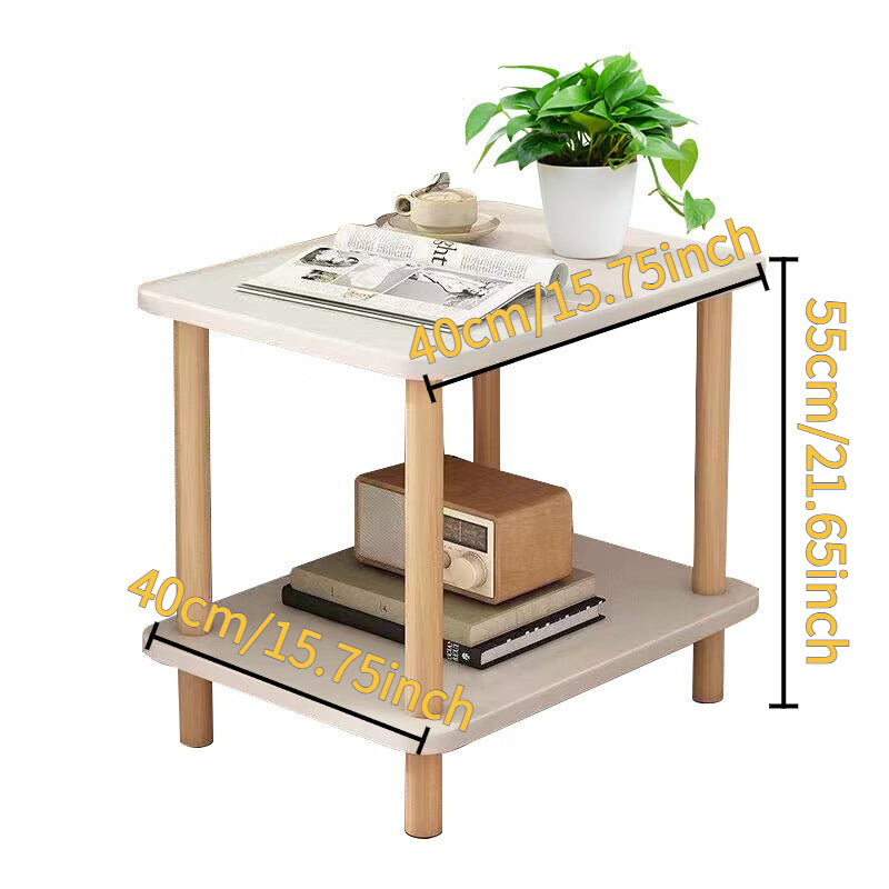 BONNLO Modern Nightstand | Easy 2-Tier Design with Solid Wood Legs, Small Storage Cabinet for Bedroom and Living Room, White End