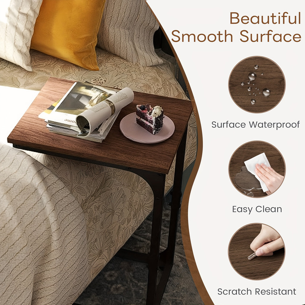 C-Shaped Side Tables, 132LBS Capacity, Rustic C-Shaped End Tables Or Under Sofa Convenience Tables for Living Room, Den, Or Bedside, Living Room Table