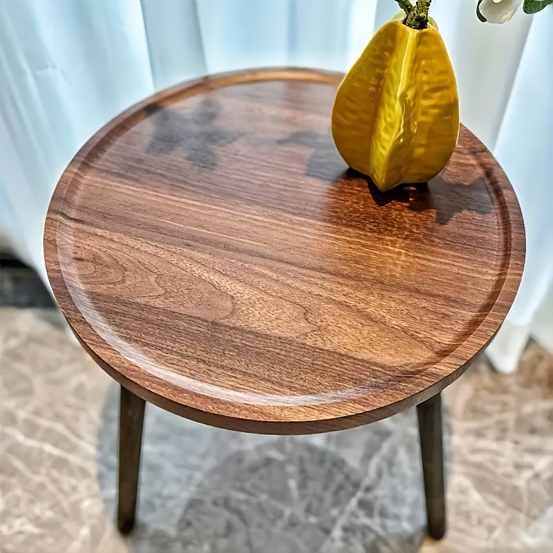1pc a Vintage Circular Wooden Side Table - Featuring Robust Legs, Ideal for Living Rooms, Bedrooms, Compact Areas, Home Decor, And Easy Assembly