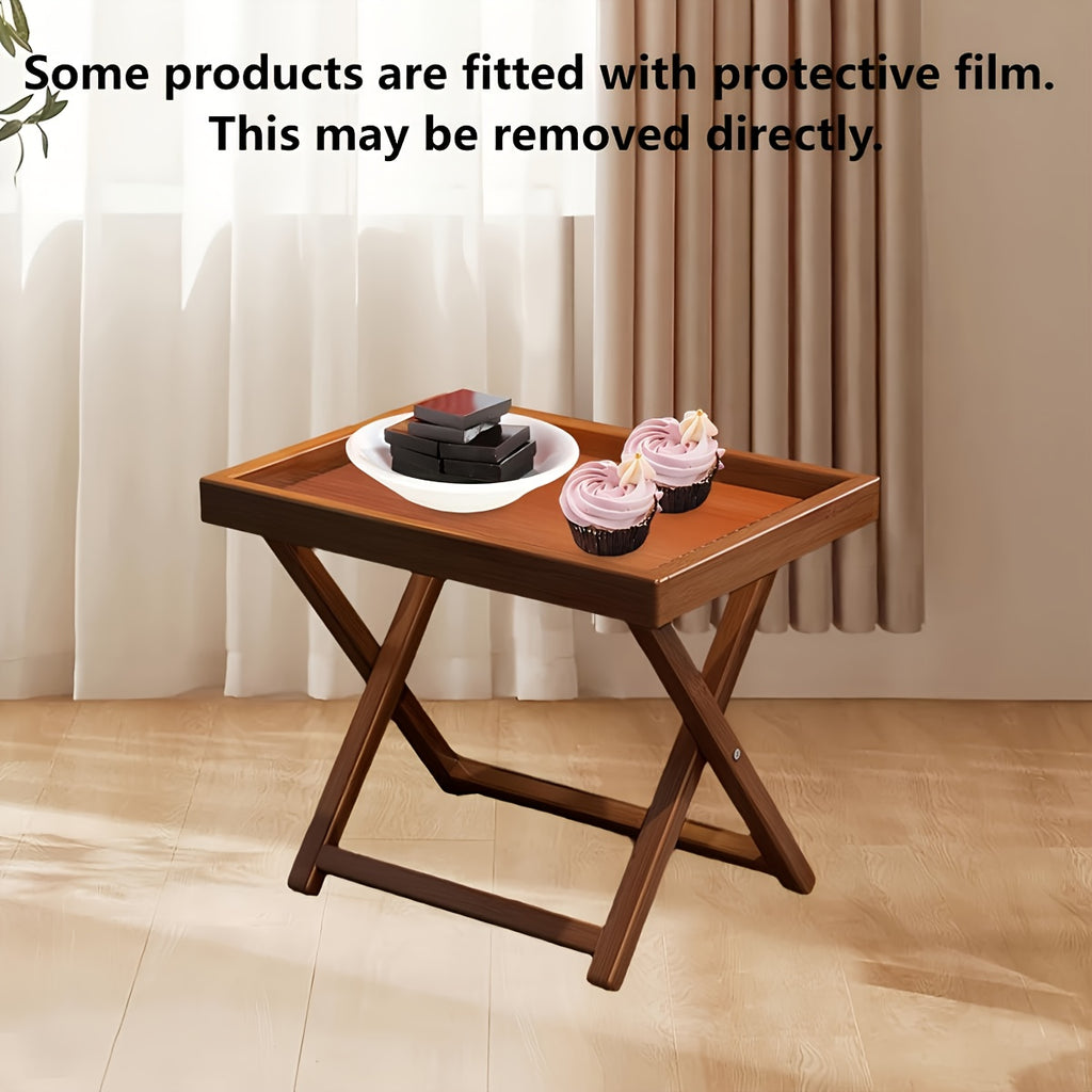1pc Bamboo Folding Side Table, Durable TV Tray Bedside End Table for Living Room And Bedroom No Food Contact, Best Gift for Christmas