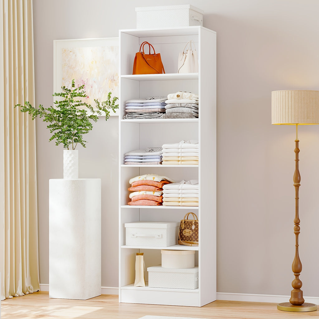 Modern Modular Closet System with Drawers, Hanging Rods & Shelves - MDF\u002FFiberboard Wardrobe Organizer Suitable for Entry, Bedroom, Living Room, Tall Storage Cabinet Unit with Hanging Space, Shelves & -Standing, Assembly