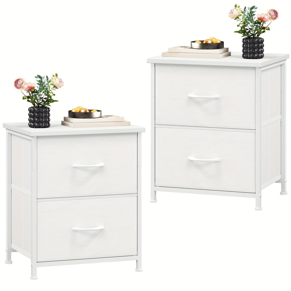 EUNOS Nightstand, Small Dresser For Bedroom With 2 Drawers, Bedside Table Night Stand End Table With Fabric Bins For Bedroom Closet Dorm Guest Room
