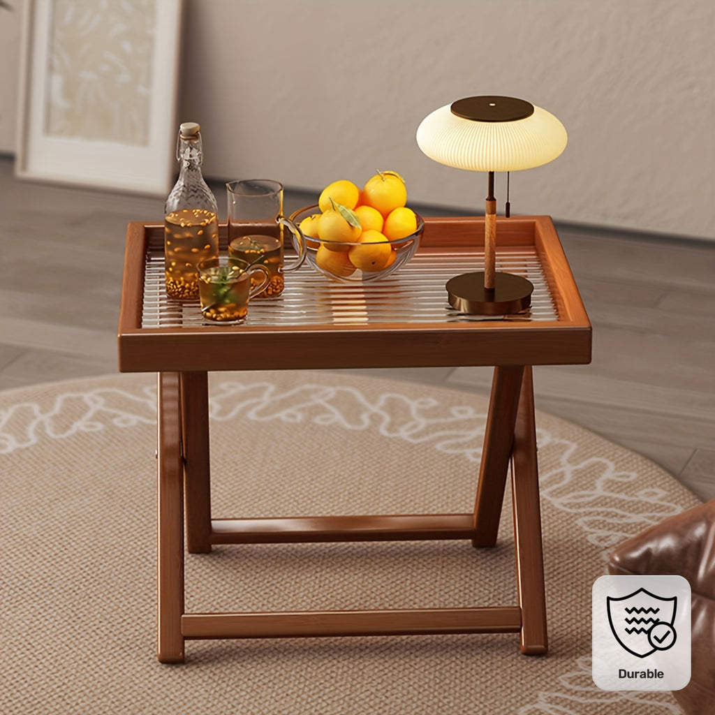 1pc Bamboo Folding Side Table, Durable TV Tray Bedside End Table for Living Room And Bedroom No Food Contact, Best Gift for Christmas