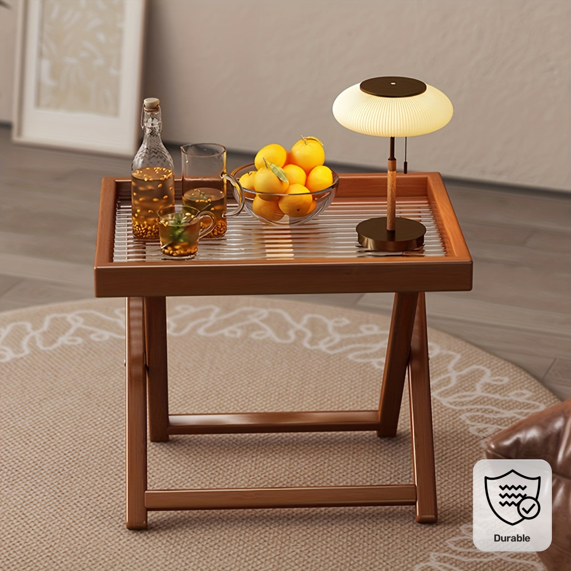 1pc Bamboo Folding Side Table, Durable TV Tray Bedside End Table for Living Room And Bedroom No Food Contact, Best Gift for Christmas