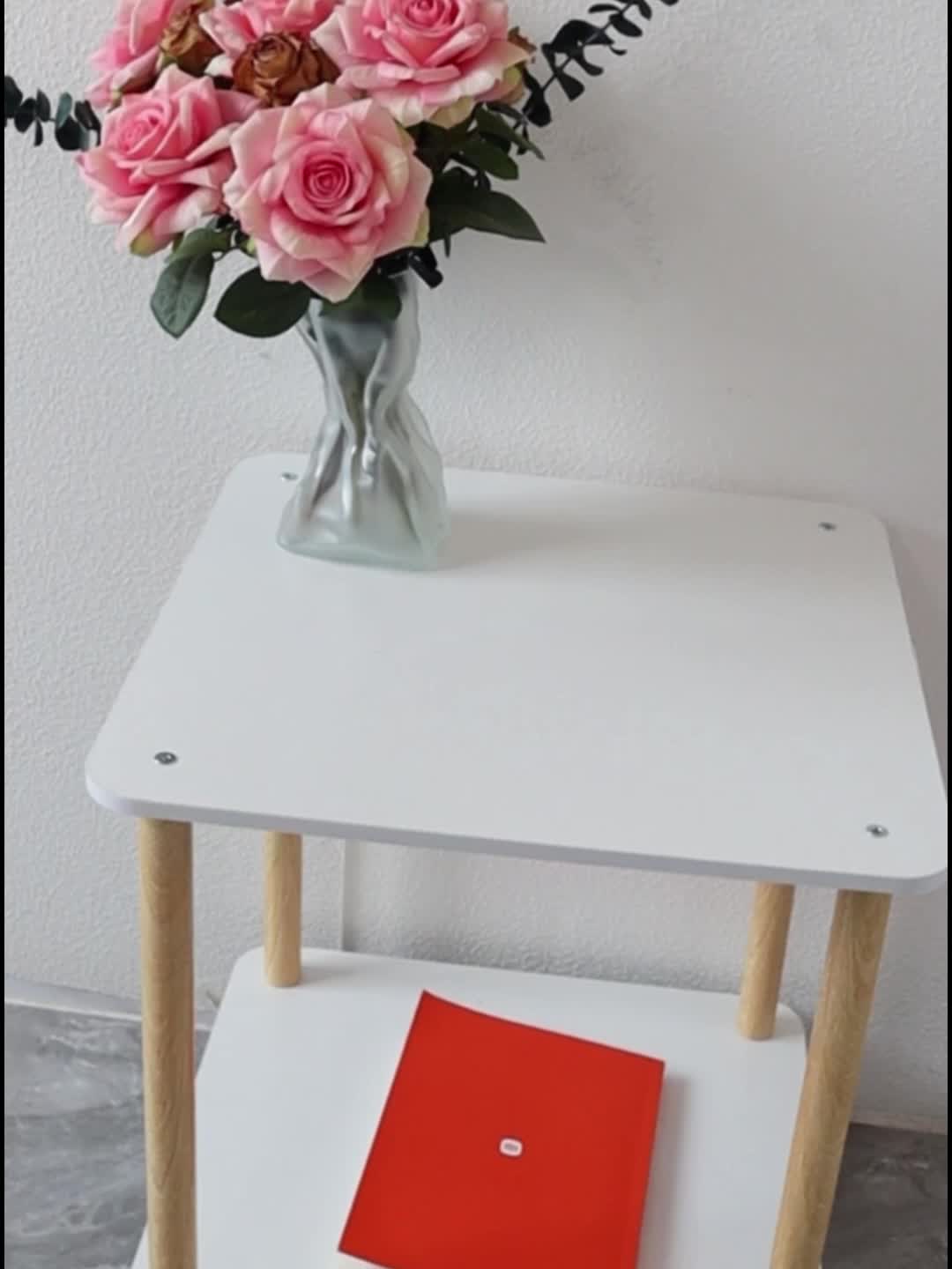 Modern Two-Layer Simple Side Table, Square Style Side For Sofa Side, Bedside Table, Accent Table For Small Spaces (White, 15\