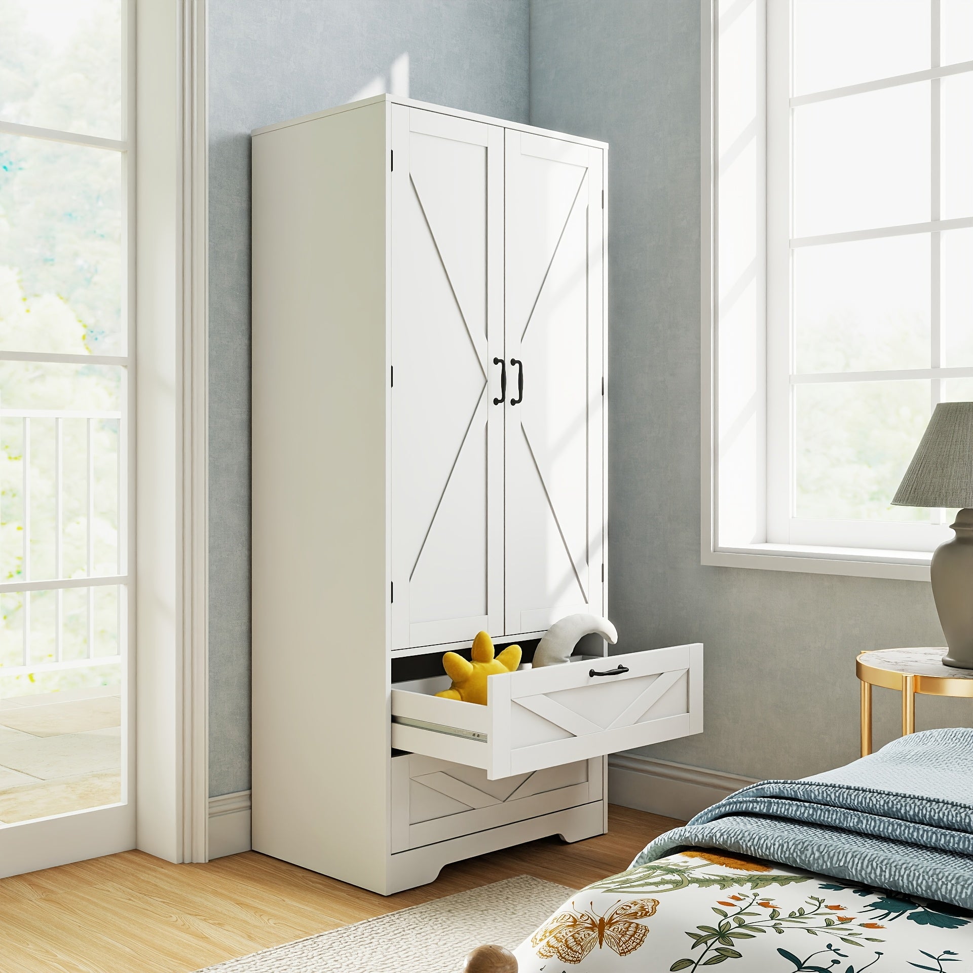 Armoire Wardrobe Closet with Doors, 65.3\