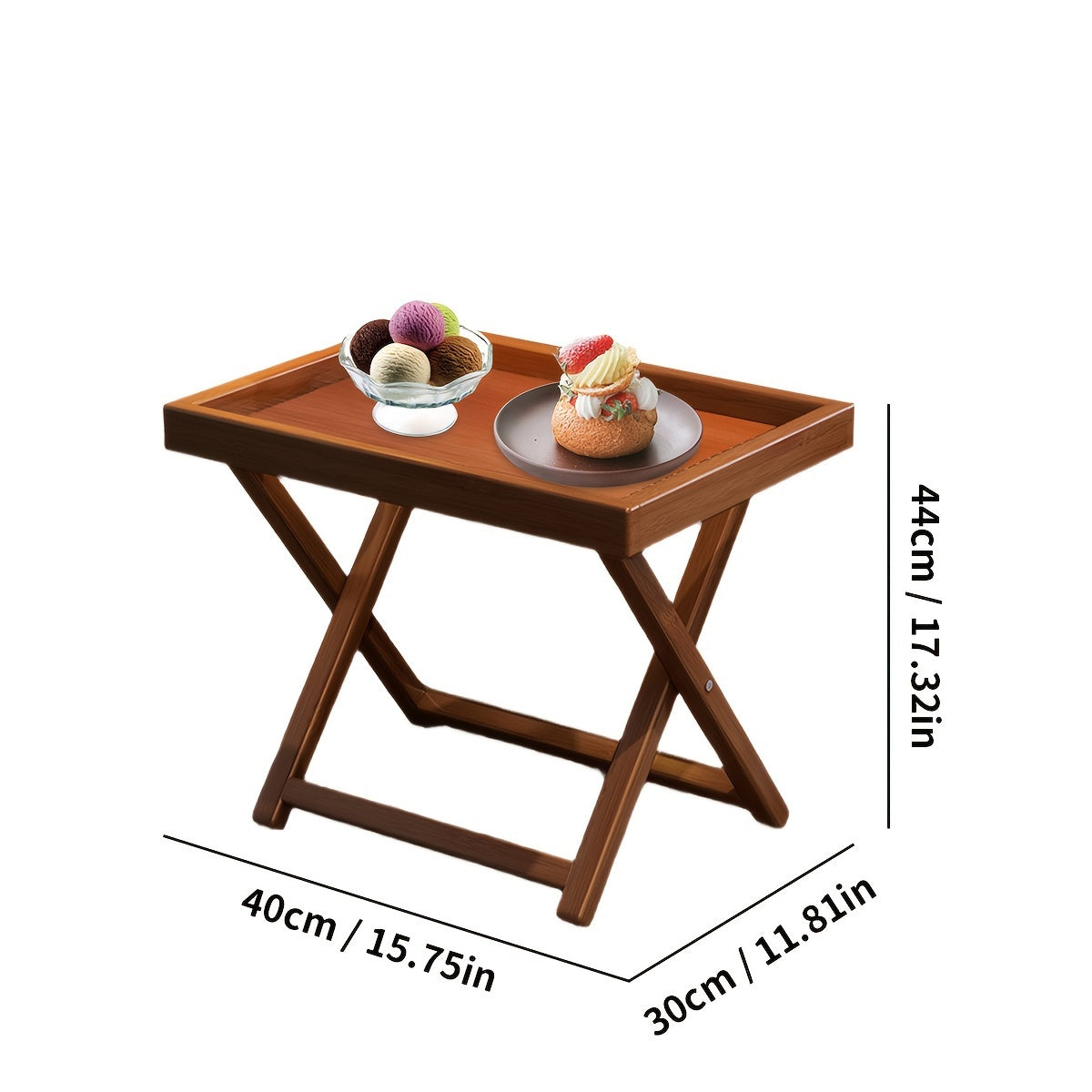 1pc Bamboo Folding Side Table, Durable TV Tray Bedside End Table for Living Room And Bedroom No Food Contact, Best Gift for Christmas