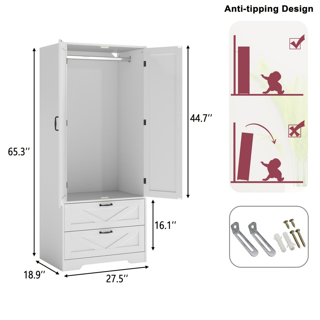 Armoire Wardrobe Closet with Doors, 65.3\