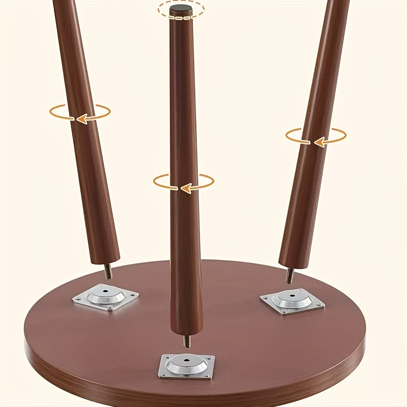 1pc a Vintage Circular Wooden Side Table - Featuring Robust Legs, Ideal for Living Rooms, Bedrooms, Compact Areas, Home Decor, And Easy Assembly