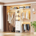 Closet System with Drawers, 8ft Walk In Closets Organizer with 3 Shelving Towers, 96\