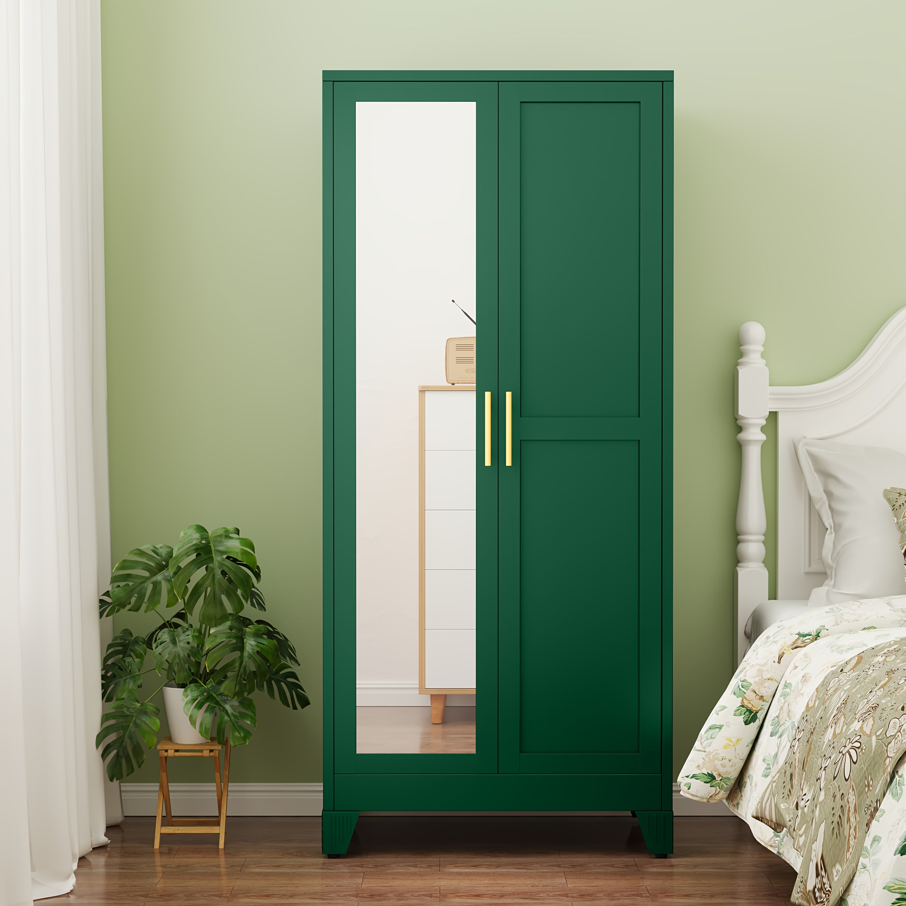 70.86-Inch Tall Mirror Wardrobe Featuring Adjustable Shelves And Storage Cabinets for Hanging Clothes, Ideal for Bedrooms, Laundry Areas, And Entryways.