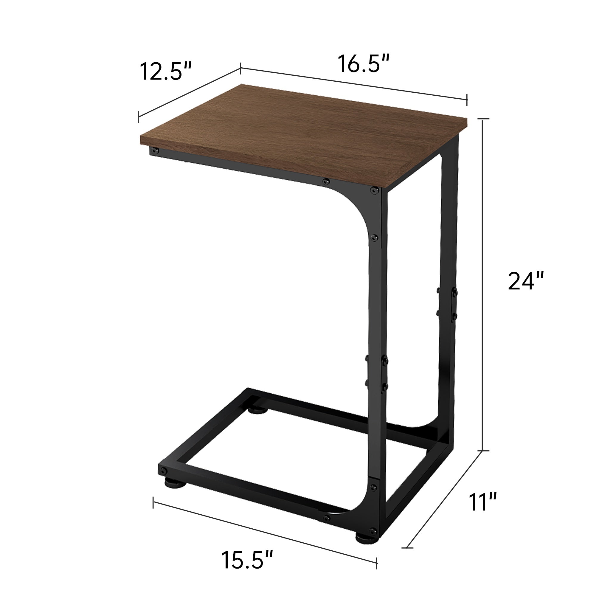 C-Shaped Side Tables, 132LBS Capacity, Rustic C-Shaped End Tables Or Under Sofa Convenience Tables for Living Room, Den, Or Bedside, Living Room Table
