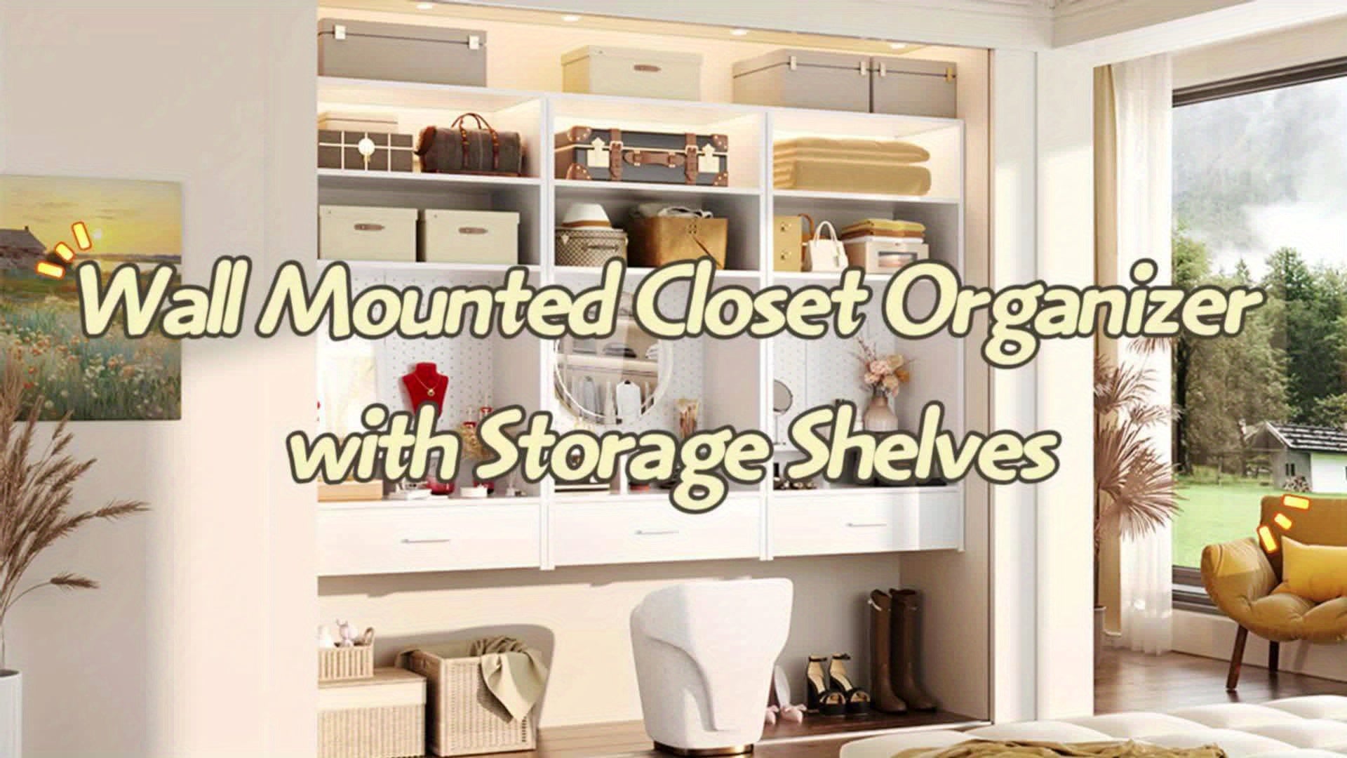 Unikito 25 Inch Closet System With Drawers And Magnetic Pegboard, Wall Mounted Closet Organizer With Vanity Storage Shelves, Multipurpose Vanity Desk For Bedroom, Mudroom, And Entryway, White