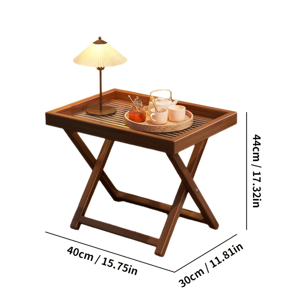 1pc Bamboo Folding Side Table, Durable TV Tray Bedside End Table for Living Room And Bedroom No Food Contact, Best Gift for Christmas