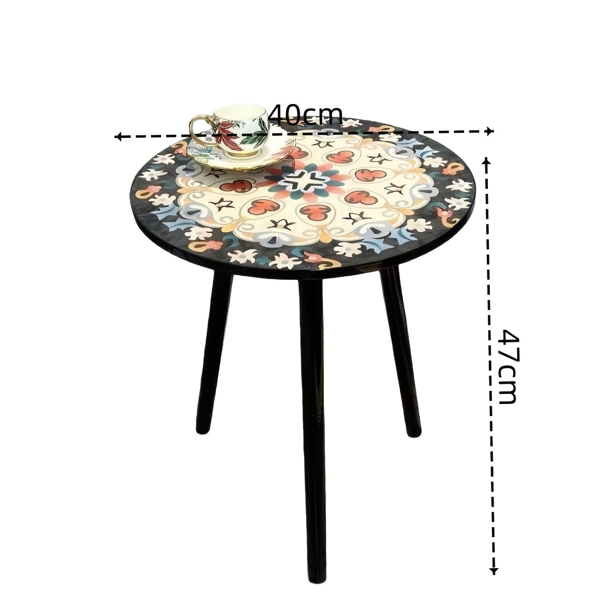 Colorful Floral Mandala Side Table | Sturdy Round Living Room Side Table, Compact Space-Saving Sofa Table, Indoor\u002FOutdoor Decorative Art Coffee Table, Small Console Table, Bedroom Side Table, Essential for Interior Design, Small Space Furniture