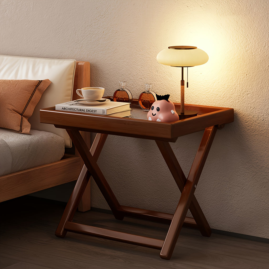 1pc Bamboo Folding Side Table, Durable TV Tray Bedside End Table for Living Room And Bedroom No Food Contact, Best Gift for Christmas